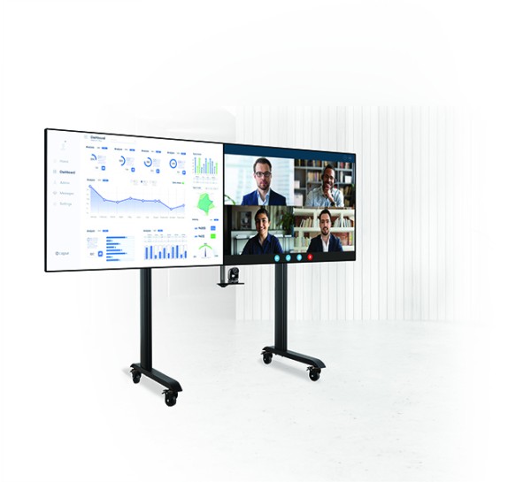 Wózek na dwa monitory do 75" z półką na kamerę B-Tech SYSTEM X BT8517/B