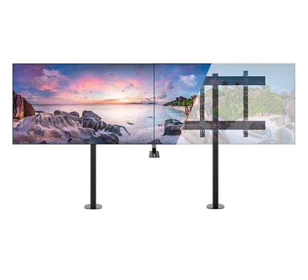 Statyw typu bolt-down na dwa monitory do 86" z półką na kamerę B-Tech SYSTEM X BT8538/BB