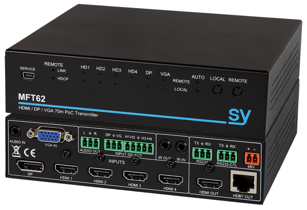 Switch SY MFT62 wieloformatowy 6x2 + odbiornik HDBaseT