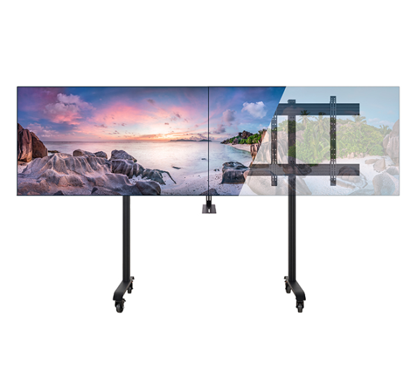 Wózek na dwa monitory do 86" z półką na kamerę B-Tech SYSTEM X BT8518/BB